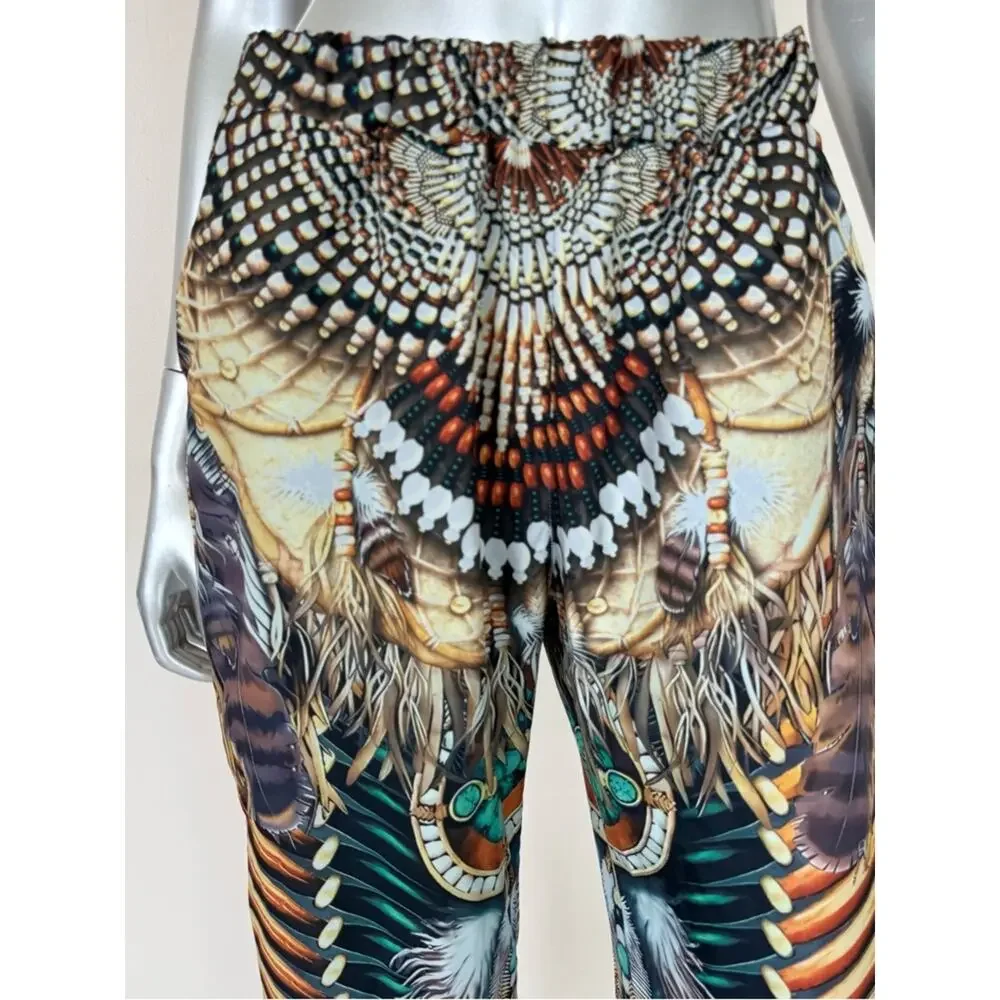 Women wide leg pants animal print size L - Picture 2 of 8